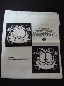 昭和レトロ 　未使用/美品　1978年　GARFIELD/ ガーフィールド　巾着袋　白　約15cm×18cm　送料84円