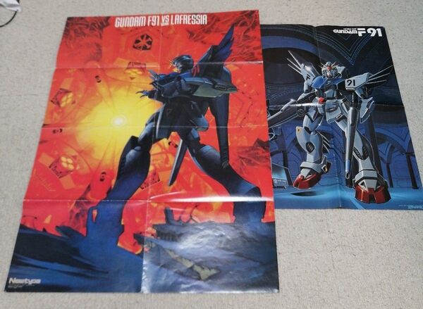 機動戦士ガンダムF91 特大B2ポスター 2枚 1991年