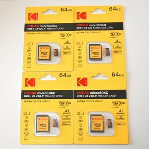 [ new goods unused ] micro SD card 64GB 4 sheets ko Duck class10 UHS-I U3 V30 A1 microSD microSDXC micro SD KODAK high speed 4K