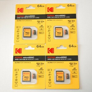 【新品未使用】マイクロSDカード 64GB 4枚 コダック class10 UHS-I U3 V30 A1 microSD microSDXC マイクロSD KODAK 高速 4K