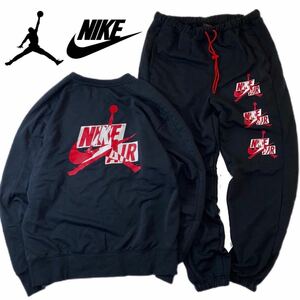 2XLサイズ 新品 NIKE AIR JORDAN スウェット 上下セット セットアップ クルーネック トレーナー ジョガーパンツ スウェットパンツ 黒 赤 3L