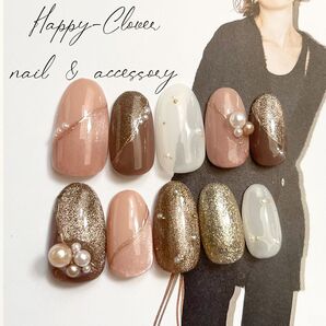 《オーダー》ネイルチップ 苺チョコカラーのニュアンスネイル