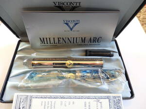 *[ не использовался * новый товар ]VISCONTI vi s Conte . millenium arc голубой каркас авторучка авторучка .:bai цвет 18K750 solid Gold F