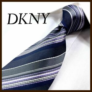 美品 ダナキャランニューヨーク DKNY ネクタイ シルク レジメンタルストライプ マルチストライプ