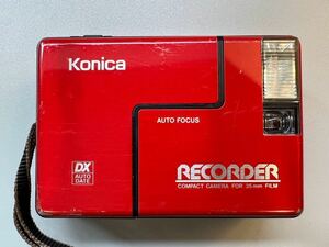 【1/69E】Konica コニカ RECORDER レコーダー コンパクトフィルムカメラ DX AUTO DATEレッド 動作未確認