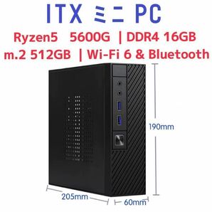 エリートグループ ECS ITX ミニPC Ryzen5 5600G DDR4 16GB m.2 512GB Wi-Fi6 Bluetooth 19v 150W