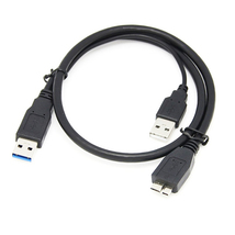 Y字microBケーブル 外付けHDD SSD データ転送&給電 電力不足解消 USB3.0+USB2.0+MicroB USBケーブル_画像6