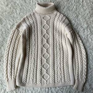 イギリス製　サイズＭ　【Guernsey Woollens / ガンジーウーレンズ】伝統手法職人仕立て!!■フィッシャーマンセーター■ガンジーセーター■