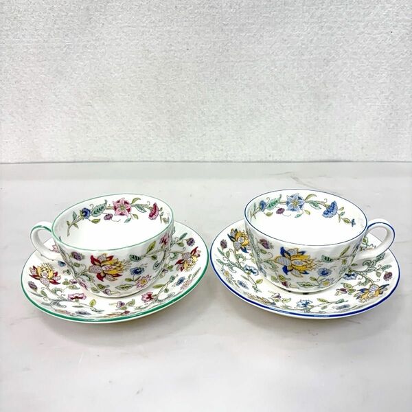 MINTON ミントンHaddon Hall ハドンホール 花柄 オシャレ 人気　カップソーサー ペア　2客セット ティーカップ