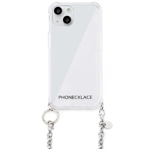 まとめ得 PHONECKLACE チェーンショルダーストラップ付きクリアケース for iPhone 13 シルバー PN21589i13SV x [2個] /l