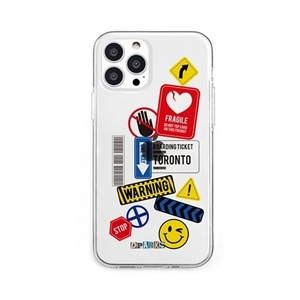 dparks ソフトクリアケース for iPhone 13 Pro TAG STICKER Warning DS21176i13P /l