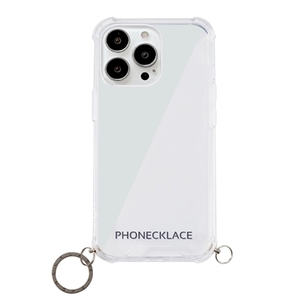 まとめ得 PHONECKLACE ストラップ用リング付きクリアケース for iPhone 13 Pro ガンブラックチャーム PN21612i13PBK x [2個] /l