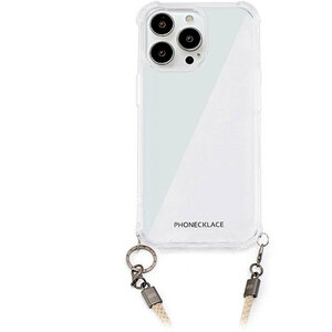 PHONECKLACE フォンネックレス ロープショルダーストラップ付きクリアケース for iPhone 15 Pro　ベージュ PN25577i15PR /l