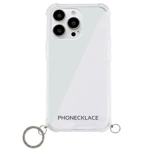 PHONECKLACE ストラップ用リング付きクリアケース for iPhone 13 Pro Max シルバーチャーム PN21615i13PMSV /l