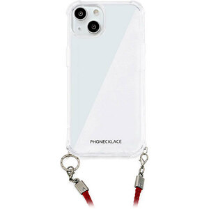 PHONECKLACE フォンネックレス ロープショルダーストラップ付きクリアケース Dark　for iPhone 15 ダークレッド PN25562i15 /l