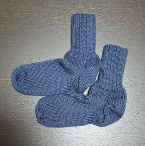 ■手編みの靴下　24センチ～24.5センチ　ウール100％　紺色