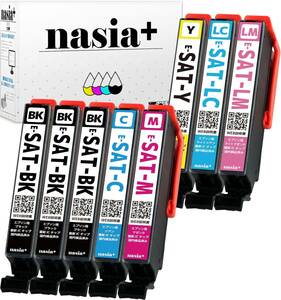 nasia+ エプソン用 インク SAT-6CL SAT (BK×3/C/M/Y/LC/LM) 8本セットSAT-BK SAT-C SAT-M SAT-Y SAT-LC SAT-LM サツマイモ 互換 