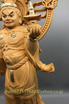 新作 切金 七福神 毘沙門天 置物 総檜材　仏教工芸品　木彫仏教　精密彫刻　_画像9
