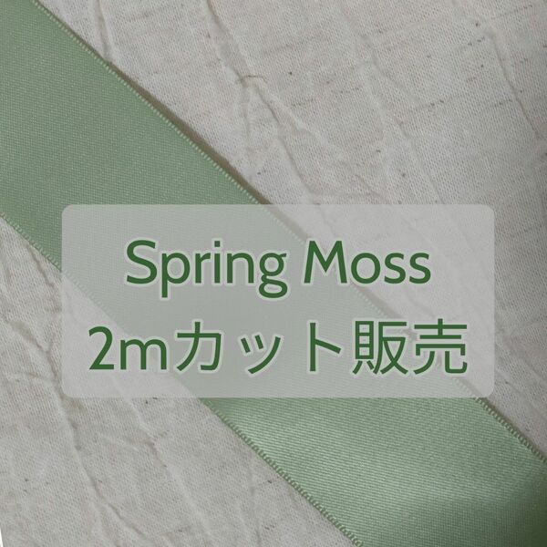 2mカットリボン/Spring Moss/38mmサテンリボン/リボン/グリーン系/サテンリボン/ハンドメイド/資材/ヘアアクセ