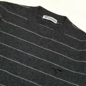 【カシミヤ100%/訳あり/美品】◎ TOURSTAGE ツアーステージ/ 長袖 ワンポイント刺繍ロゴ カシミヤ ニットセーター　SIZE： M　ダークグレー