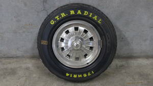 【文明館】GTR RADIAL 175HR14 鏡 ミラー 自動車 タイヤ 時代物 企業物 オ67