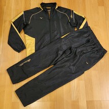 美品！ミズノプロ 限定 ウインドブレーカー 上下セット O 金×黒 12JE2W72/12JF2W72 野球 ジャージ Mizuno pro セットアップ トレーニング_画像1