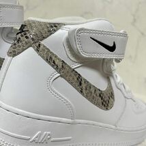 ★送料無料★【新品 レア】w27.5cm Nike Air Force 1 Mid White ナイキ ウィメンズ エアフォース ミッド ホワイト サンドドリフト スネーク_画像7