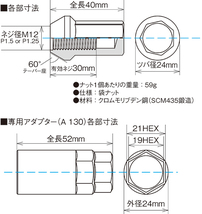 KYO-EI キョウエイ HEPTAGON キャリバー24 M12×P1.25 ブラック (ナット20個)_画像2