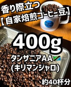 【匿名配送】自家焙煎コーヒー豆【大容量】タンザニア(キリマンジャロ) 珈琲豆　400g (豆or粉)