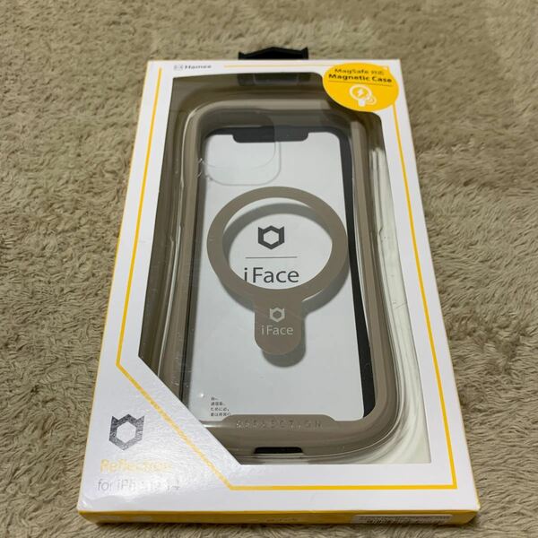 601a2217☆ iFace iPhone 14 専用 対応 ケース クリア 強化ガラス (ベージュ)