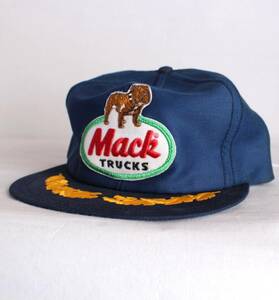 【送料無料】帽子 美品! * マックトラック macktruck mack trucks macktrucks トラッカーキャップ 平つば ワッペン ヴィンテージ 青