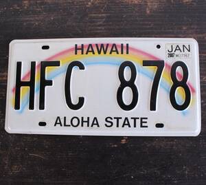 送料無料 * ハワイ 本物 ナンバープレート ライセンスプレート カープレート HAWAII ALOHA STATE ハワイアン雑貨「HFC 878」 234