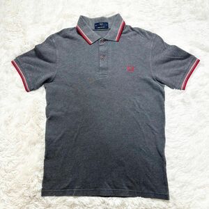 【英国製】FRED PERRY ポロシャツ　グレー　リンガーネック　サイズ36