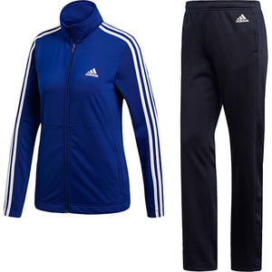 Adidas Ladies 3 полосатый трикотаж Up и Lady Set M Size Blue/темно -синий синий синий костюм.