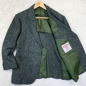 【Harris Tweed】ウール100％ テーラードジャケット ブレザー カジュアル ヘリンボーン 灰色系/グレー系 M相当 ハリスツイード