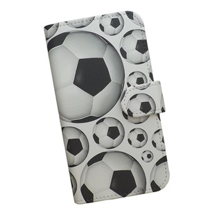 Galaxy Note10+ SC-01M/SCV45　スマホケース 手帳型 プリントケース サッカーボール スポーツ モノトーン soccer