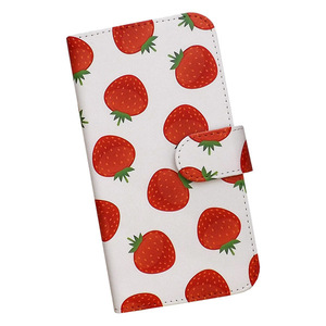 Android One S7　スマホケース 手帳型 プリントケース イチゴ フルーツ 果物 パターン画