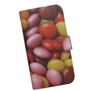 Android One S7　スマホケース 手帳型 プリントケース マーブル 模様 綺麗 おしゃれ お菓子 カラフルチョコ
