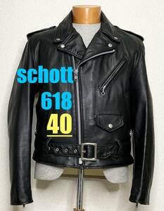 美品⑥schott【40】618 米国製 ダブルライダース◇ショット牛革ジャン ハーレー　gpz 900r