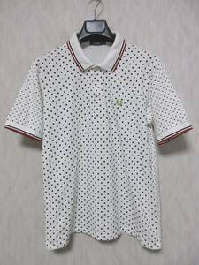 フレッドペリー FRED PERRY ドット柄 半袖 ポロシャツ 白 M 亥4097