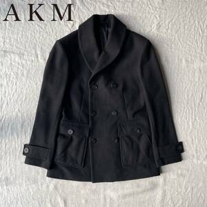 【品格を感じる大人の一着】AKM エーケーエム Pコート ブラック ウール M