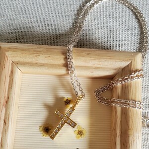 シルバー925 ペンダント シルバー首飾 銀 本物 女性 十字架 可愛い ゴールド クロス 金 レデイィス　チェーン付き x0026