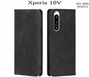 Xperia 10V レザー手帳型ケース　SO-52D/SOG11　ブラック