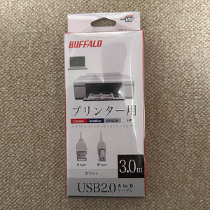 Buffalo バッファロー☆プリンター用USBケーブル☆3m☆ホワイト☆新品