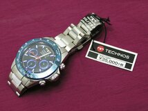 ★ハローカメラ★ 8425 美品 テクノス TECHNOS ブルー クロノグラフ メンズ TSM401 腕時計 SWISS ジャンク扱い 要修理 1円スタート_画像4