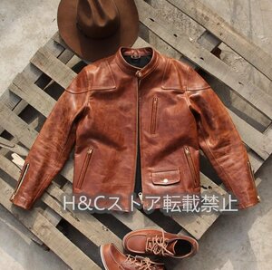 レザージャケット 牛革 シングルライダース 革ジャン カウハイド カーコート バイクジャケット メンズファッション S～4XL