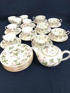 WEDGWOOD ワイルドストロベリー Wild Strawberry ポット カップ ソーサー ティーカップ 皿 プレート ウエッジウッド 中古 保管品 現状品