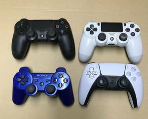 【ジャンク】1円スタート SONY PS3、PS4、PS5 コントローラー 4台まとめ売り　DualSense DUAL SHOCK4 DUAL SHOCK3