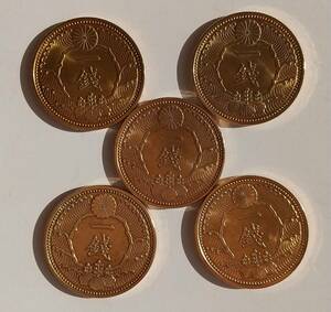 アンティーク レトロ コレクション 一銭硬貨 古銭 昭和13年 カラス 鳥 5枚セット