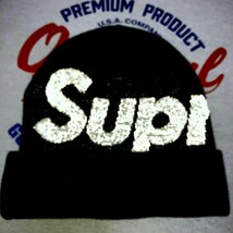 【未使用】 Supreme Reflective Big Logo Beanie black シュプリーム リフレクティブ ビーニー ビッグロゴ ニット帽 反射 黒_画像2